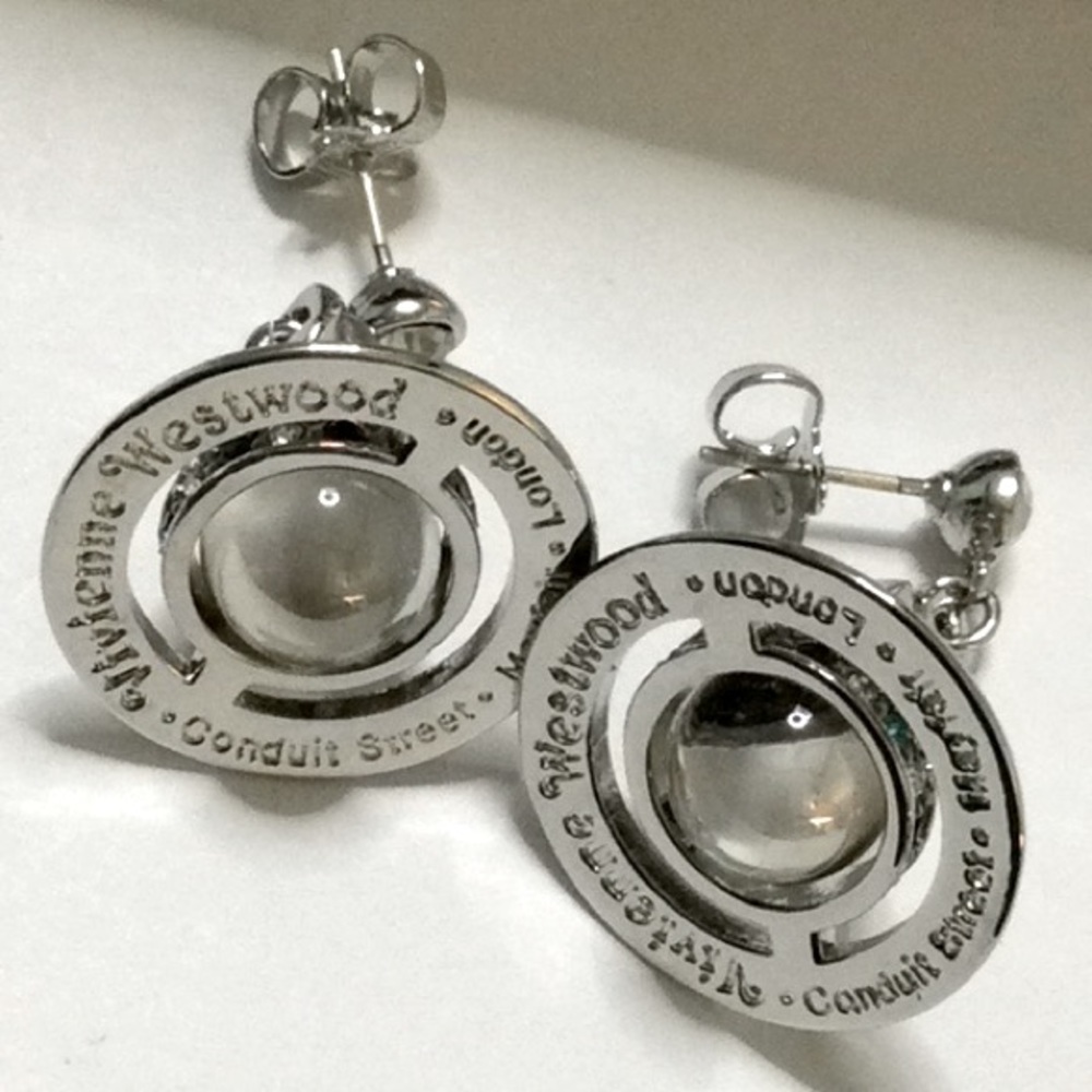 Sold out Vivienne Westwood  Silver tone crystal drop earrings - Picture 5 of 7